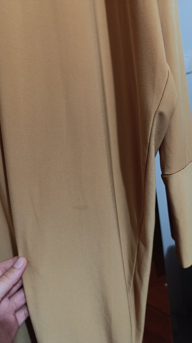 Hardal rengi Yarasa Kol Elbise - Görsel 5