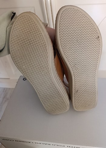 Bej Deri Kadın Dolgu Topuklu Sandalet - Görsel 4