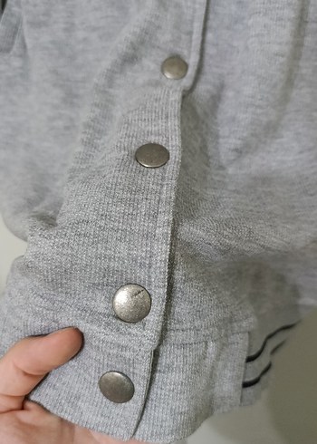 Gri Düğmeli Midi Kolej Ceket - Görsel 7