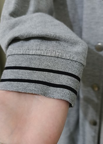 Gri Düğmeli Midi Kolej Ceket - Görsel 4