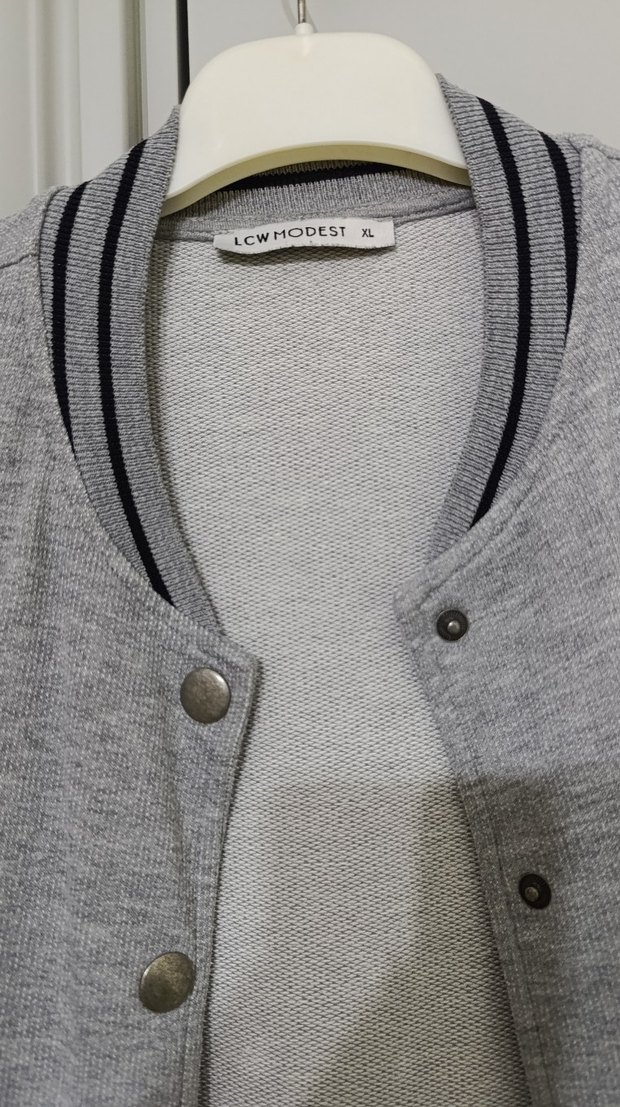 Gri Düğmeli Midi Kolej Ceket - Görsel 5