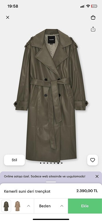 Pull Bear deri trençkot