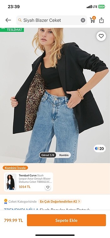 Siyah Blazer Ceket