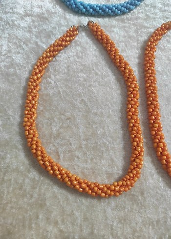 Uzun Renkli Boncuklu Turkuaz Kolye - Görsel 5