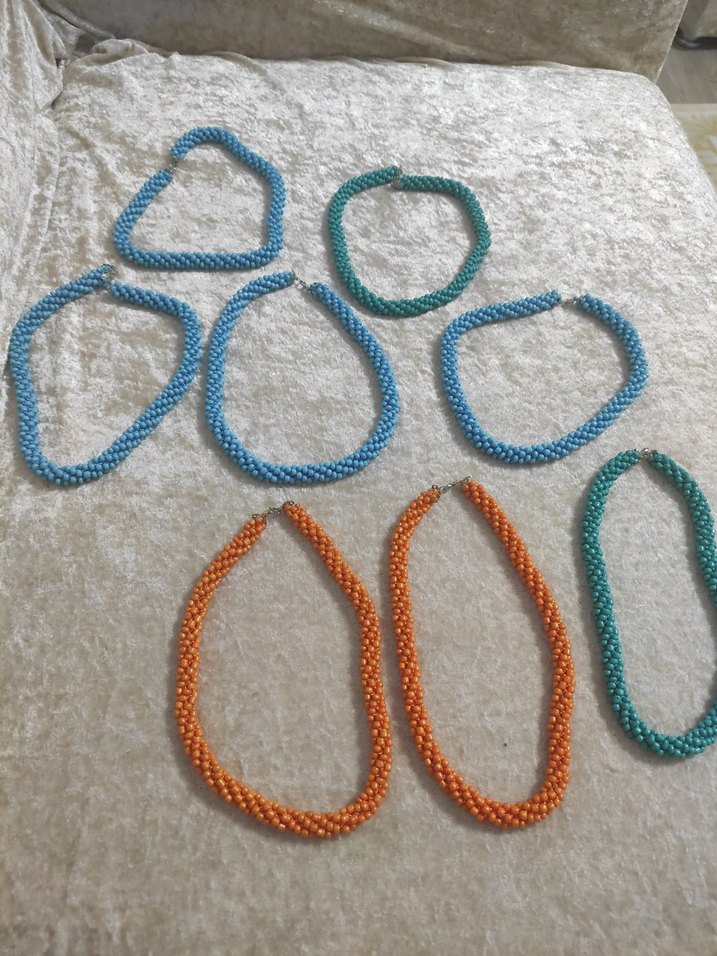 Uzun Renkli Boncuklu Turkuaz Kolye - Görsel 4