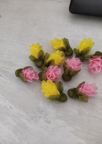 Pastel Renkli Mini Çiçek kurdele oyası 100 adet - Görsel 2