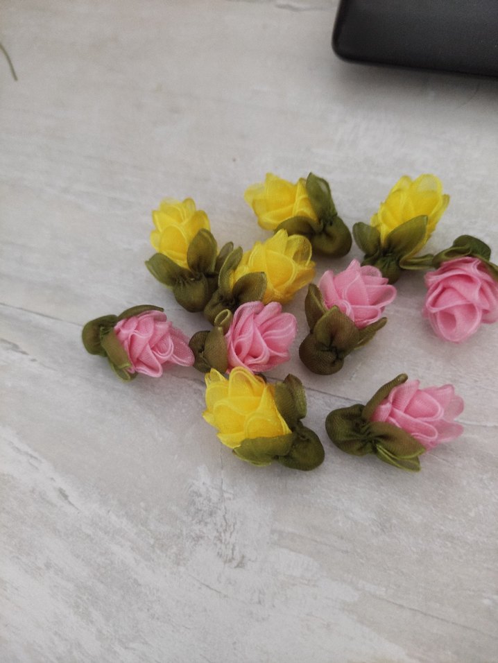 Pastel Renkli Mini Çiçek kurdele oyası 100 adet - Görsel 2