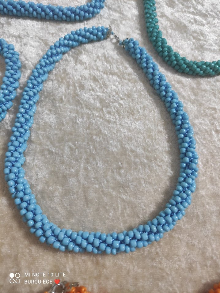 Turuncu Boncuklu Bohem Uzun Kolye - Görsel 2