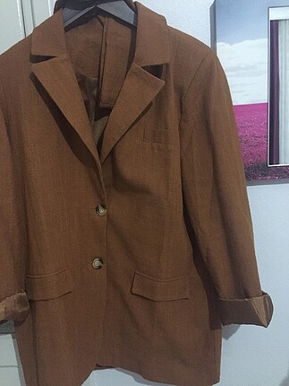 Trendyol Taba Keten Ceket