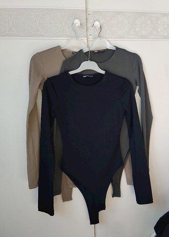 Zara Siyah Uzun Kollu Basic Bluz body toplu
