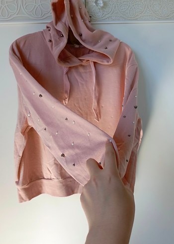 Pembe boncuklu Kadın Sweatshirt