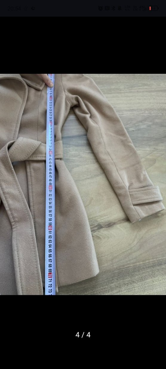 Bej Midi Kemerli Kadın Kaban - Görsel 4