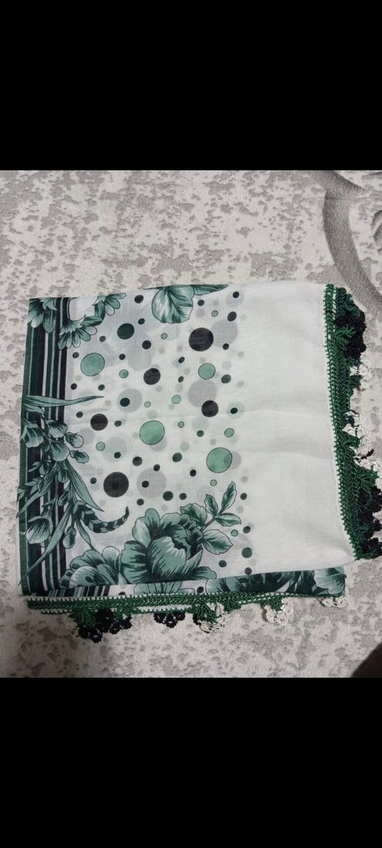 çeyizlik el emeği el işi yazma tığ iğne oyalı tülbent - Görsel 2