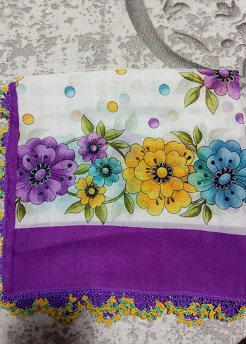 çeyizlik el emeği el işi yazma tığ iğne oyalı tülbent - Görsel 2