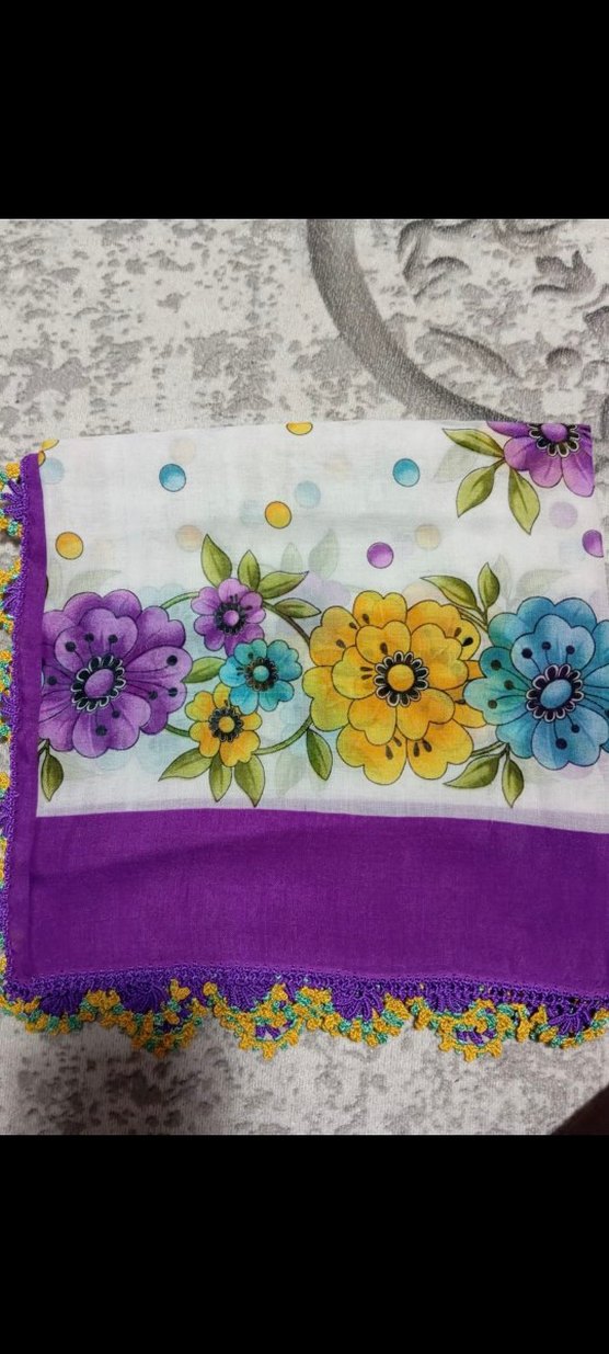 çeyizlik el emeği el işi yazma tığ iğne oyalı tülbent - Görsel 2