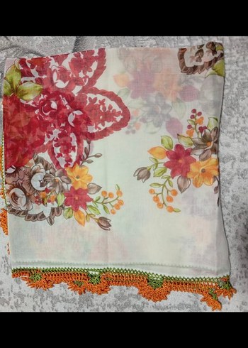 çeyizlik el emeği el işi yazma tığ iğne oyalı tülbent - Görsel 2