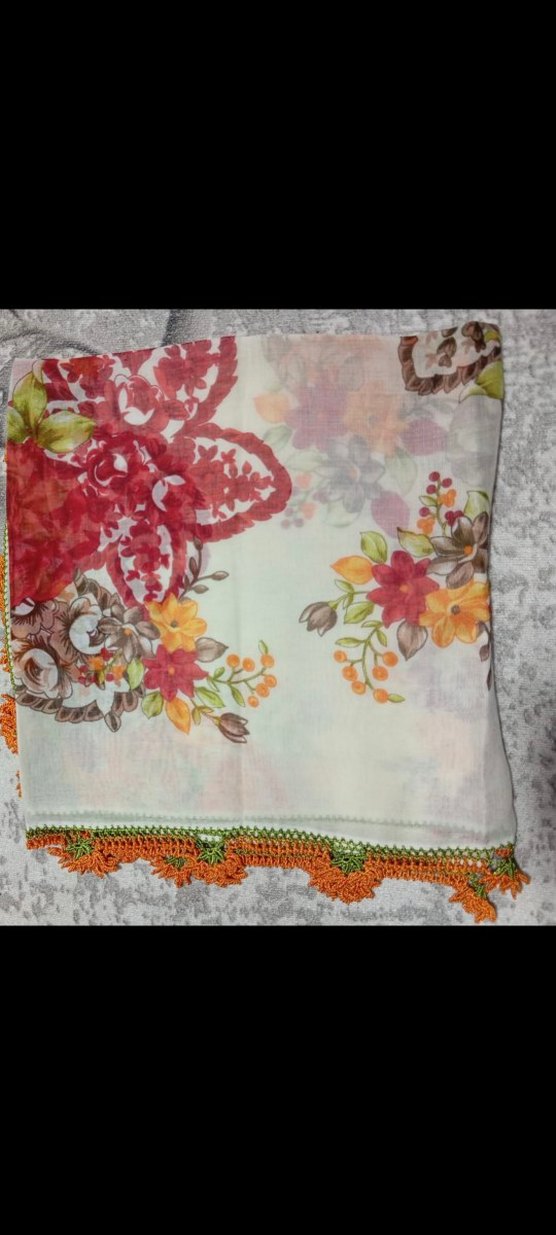 çeyizlik el emeği el işi yazma tığ iğne oyalı tülbent - Görsel 2