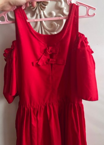 Kız Çocuk Kırmızı Fırfırlı Elbise - Görsel 4