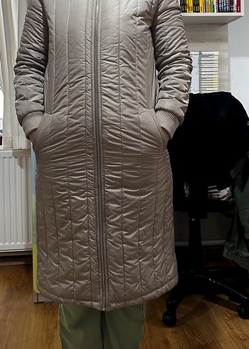 Bej Kadın Fermuarlı Mont - Görsel 9