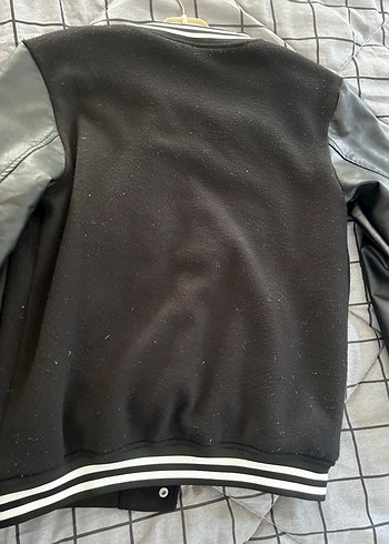 Siyah Deri Kol erkek Streetwear Ceket - Görsel 4