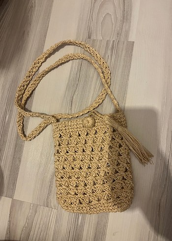 Diğer Bej el Örgüsü Bohem Kadın Çanta