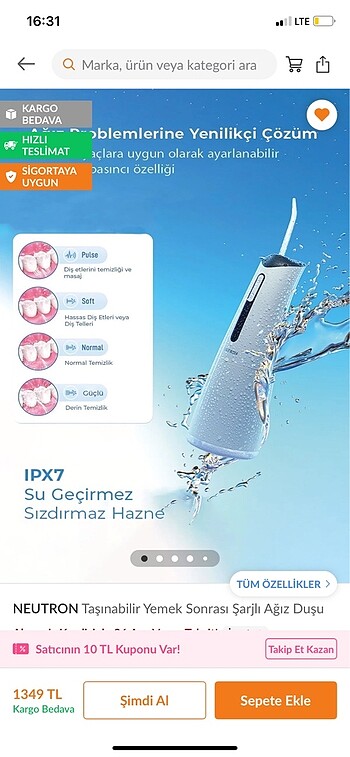 Oral-B 2 YIL GARANTİLİ 2-3 KERE KULLANILMIŞ AĞIZ DUŞU