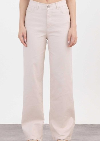 Bej Midi Kadın Kot Pantolon - Görsel 2