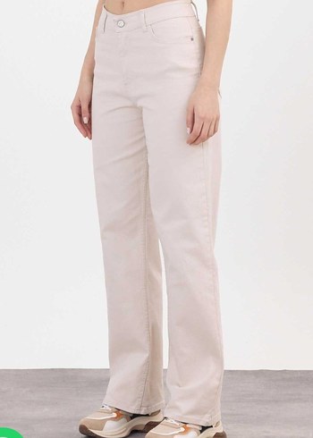 Bej Midi Kadın Kot Pantolon - Görsel 3