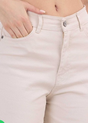 Bej Midi Kadın Kot Pantolon - Görsel 4