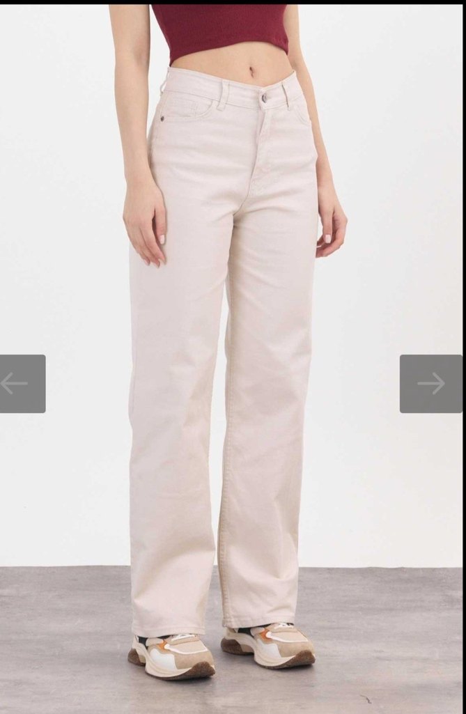 Bej Midi Kadın Kot Pantolon - Görsel 5