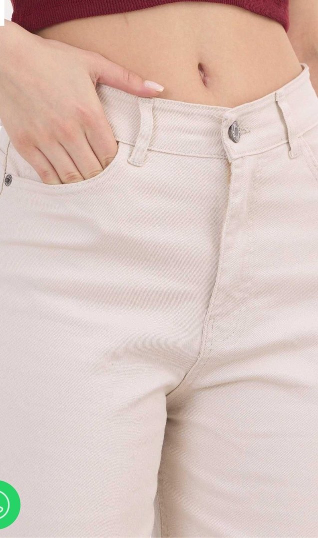 Bej Midi Kadın Kot Pantolon - Görsel 4