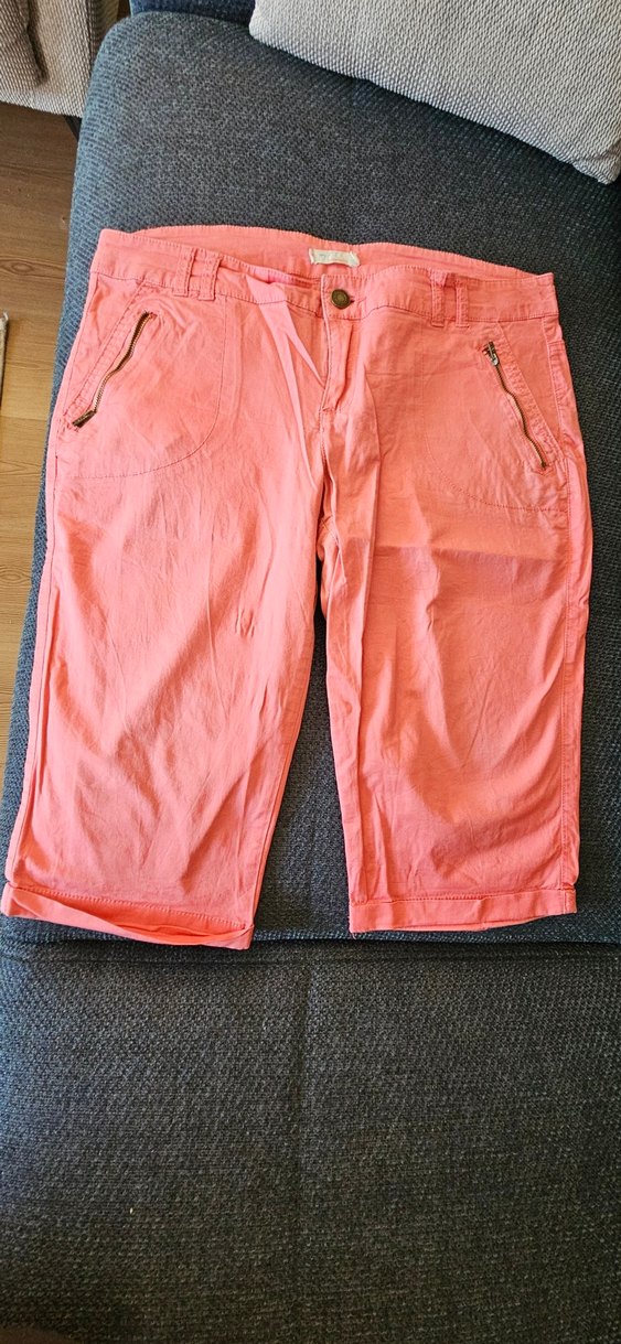 Fermuarlı Pembe Keten Kadın Bermuda Şort - Görsel 4