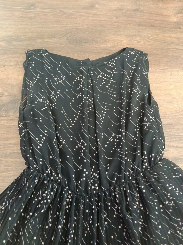 Siyah Pilili Midi Kadın Elbise - Görsel 3