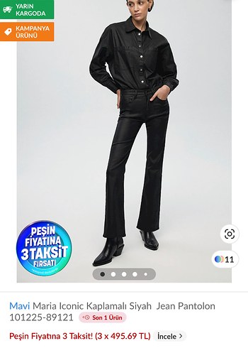 Siyah Parlak Deri Mumlu İspanyol Paça Kadın Pantolon Zara - Görsel 4