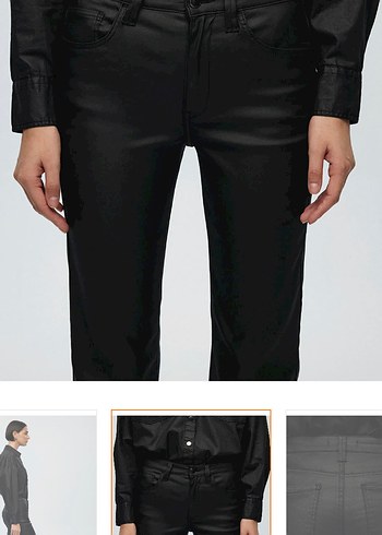 Siyah Parlak Deri Mumlu İspanyol Paça Kadın Pantolon Zara - Görsel 3