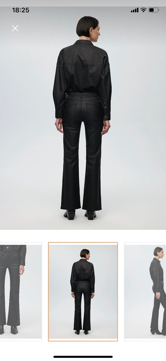 Siyah Parlak Deri Mumlu İspanyol Paça Kadın Pantolon Zara - Görsel 2