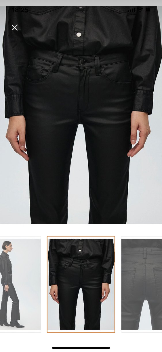 Siyah Parlak Deri Mumlu İspanyol Paça Kadın Pantolon Zara - Görsel 3