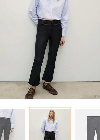 Siyah Kadın Mumlu Deri Midi Pantolon Zara - Görsel 2