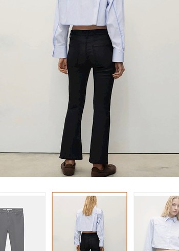 Siyah Kadın Mumlu Deri Midi Pantolon Zara - Görsel 4