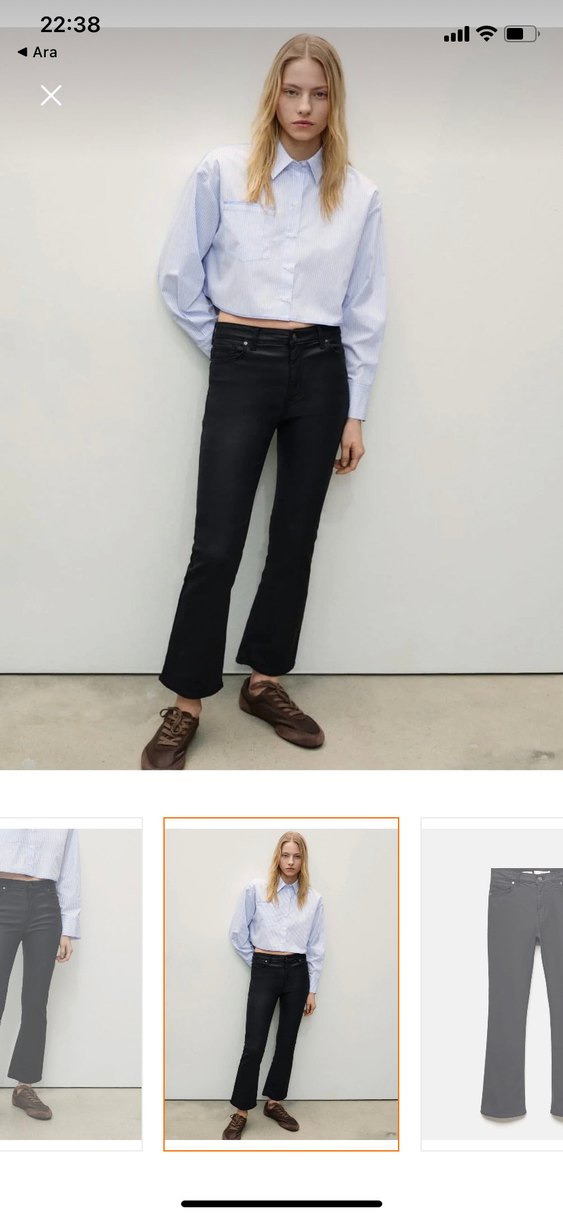 Siyah Kadın Mumlu Deri Midi Pantolon Zara - Görsel 2