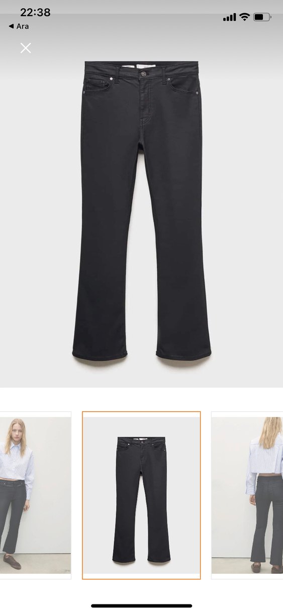 Siyah Kadın Mumlu Deri Midi Pantolon Zara - Görsel 3