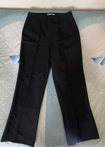 Kadın Siyah Pilili Nervürlü Kumaş Pantolon Zara - Görsel 2