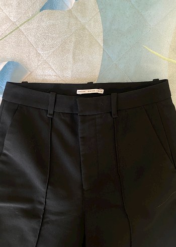 Kadın Siyah Pilili Nervürlü Kumaş Pantolon Zara - Görsel 4