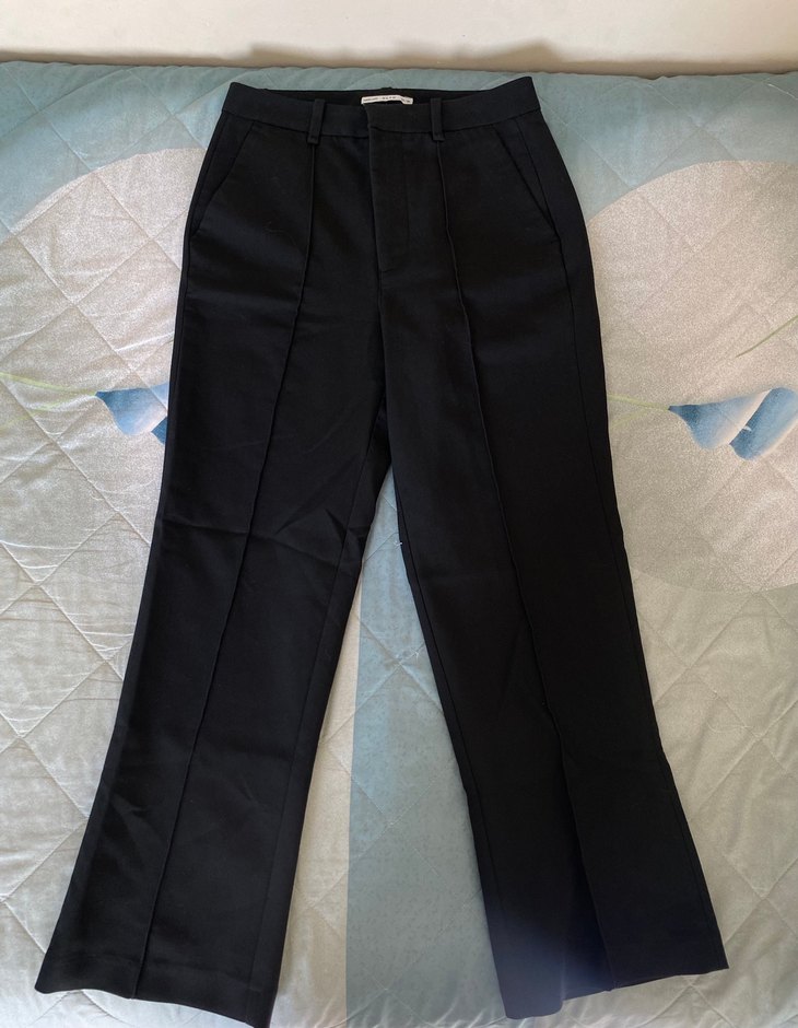 Kadın Siyah Pilili Nervürlü Kumaş Pantolon Zara - Görsel 2