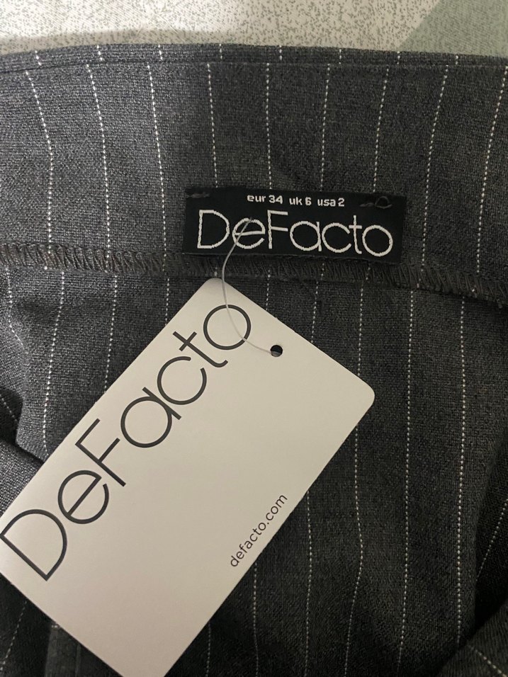 DeFacto Siyah Çizgili Pilili Midi Etek zara - Görsel 4