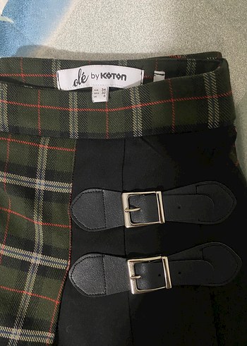 Koton Kemerli Ekose Desenli Mini Etek Zara - Görsel 3