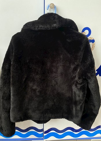 Pull and Bear xs s Siyah Suni Kürk Detaylı Midi Mont Zara - Görsel 4