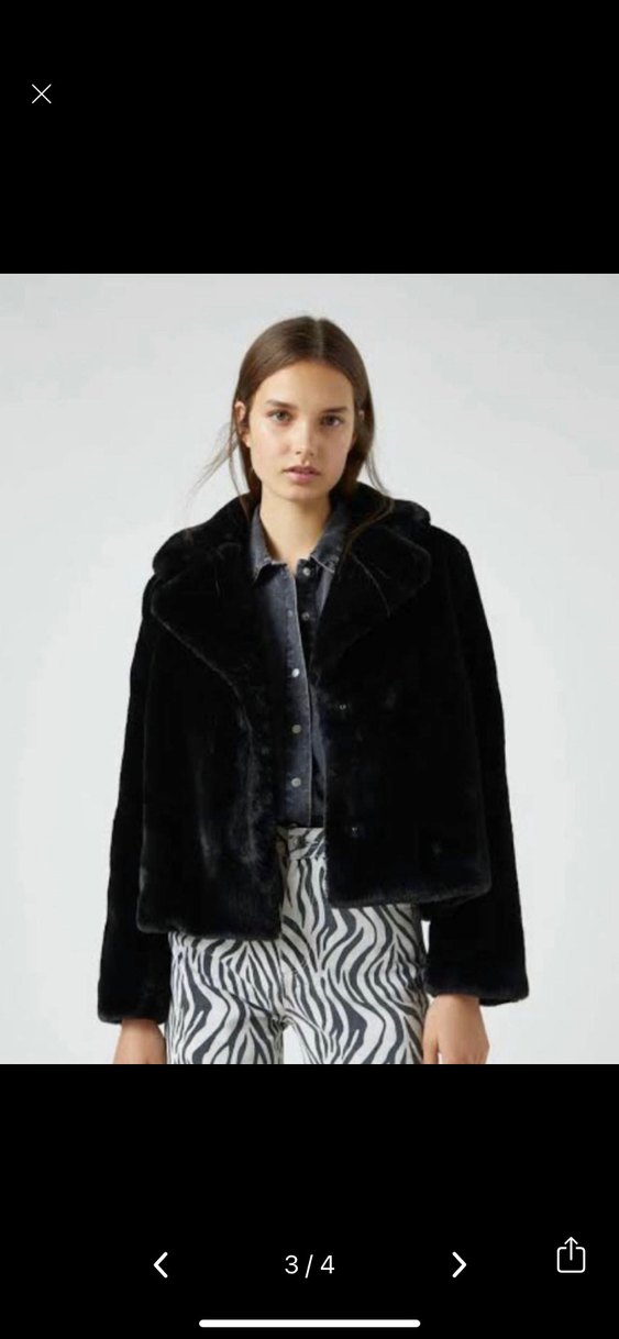 Pull and Bear xs s Siyah Suni Kürk Detaylı Midi Mont Zara - Görsel 2