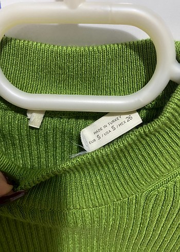 Pull and Bear Yeşil Kadın Boğazlı Triko Kazak Zara - Görsel 4