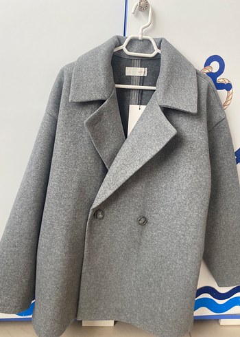 Zara antrasit Gri Çift Düğmeli Kaban - Görsel 5